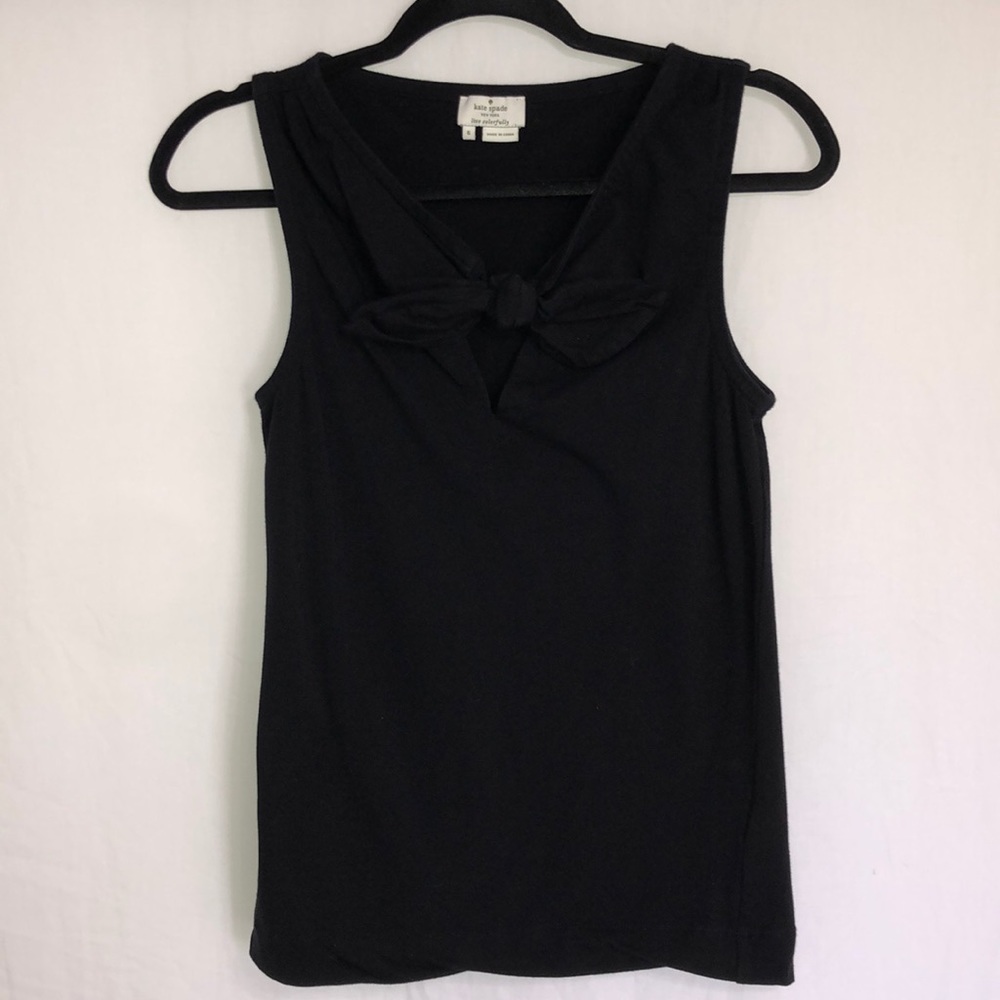 Kate Spade Black Sleeveless Bow Top